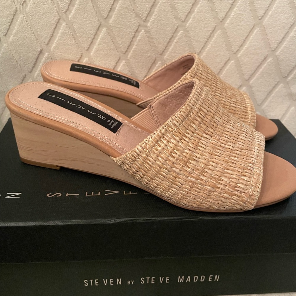 Steve Madden Tan Woven Wedge Sandals